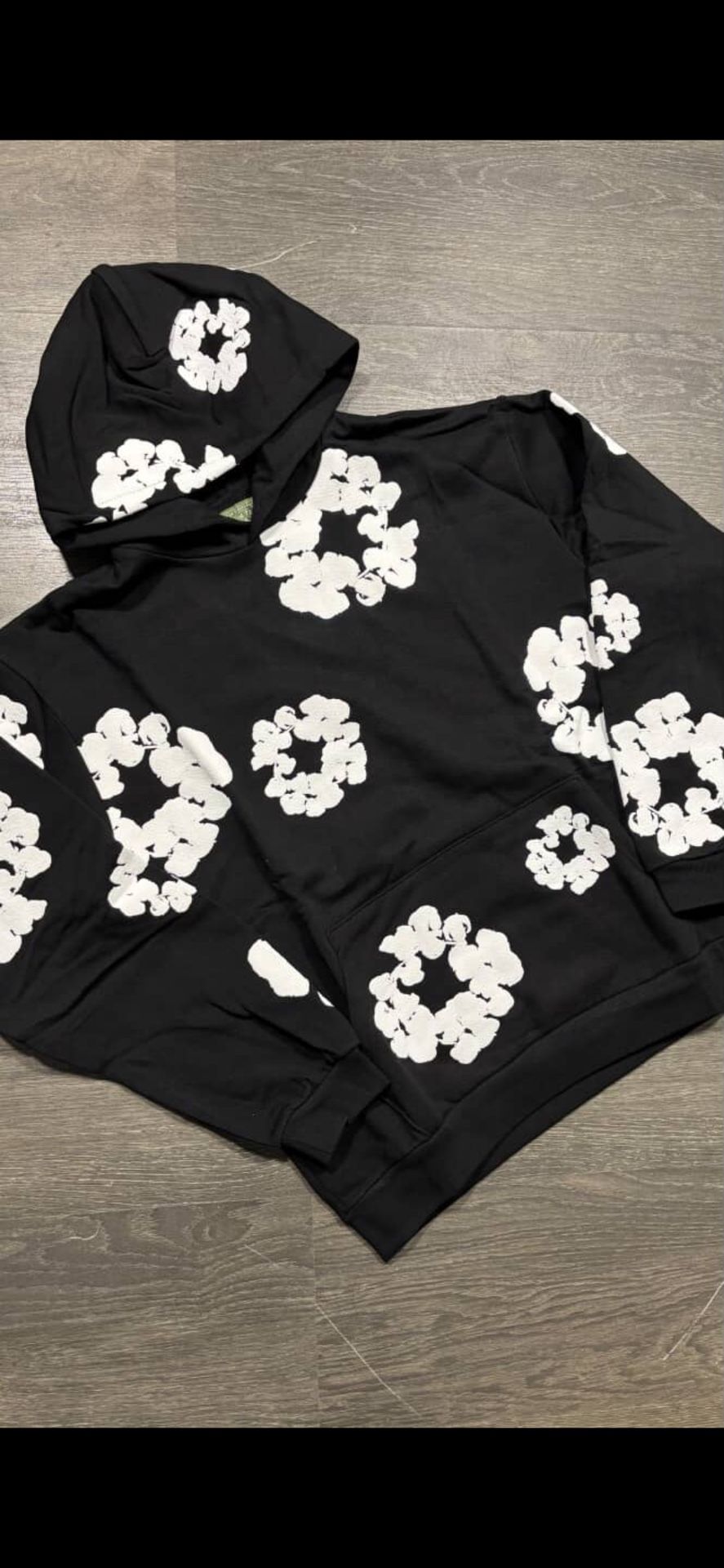 Authentic Denim Tear Hoodie(black And White)