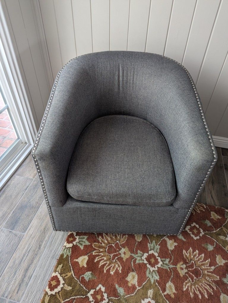 Blue Gray Denim Swivel Chairs 2x