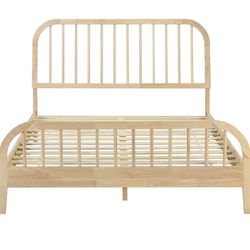 Wesley Solid Wood King Size Bed Frame - Mid Century Modern Style