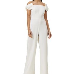 NEW! Ivory Jumpsuit With Bows! Special Occasion! Size 12, New In Sealed Pkg