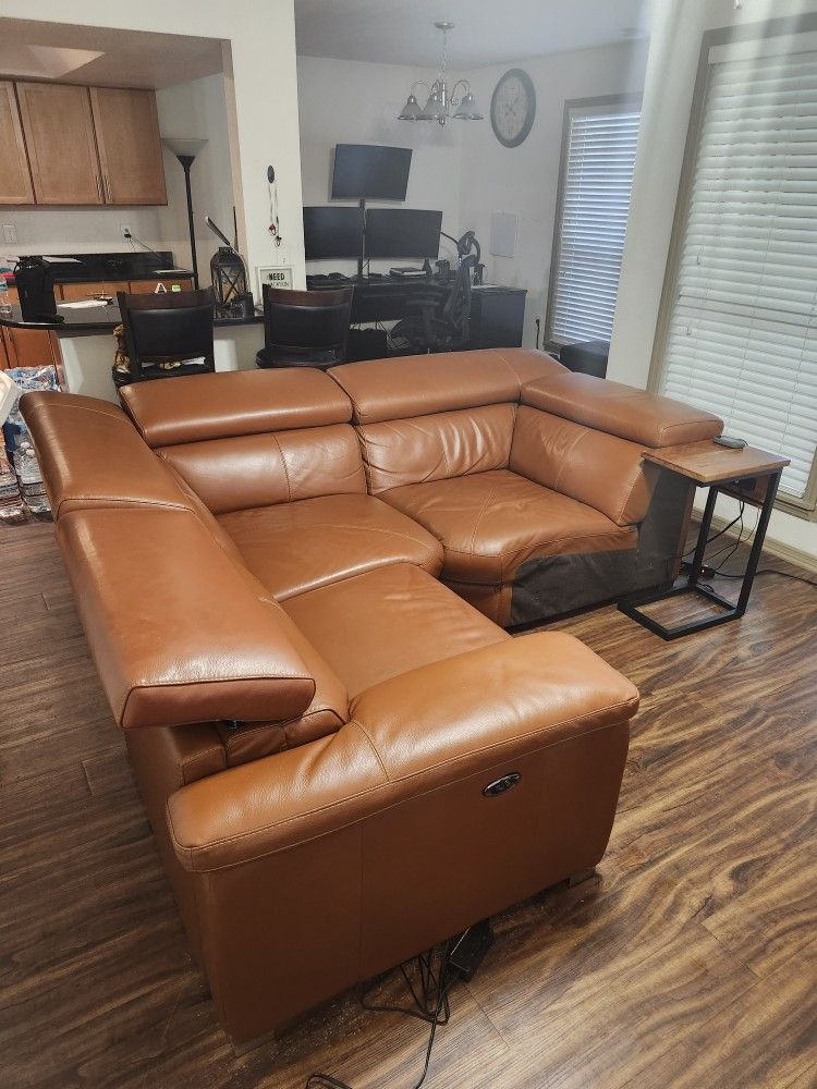 Small Leather Sectional With Power Recliner