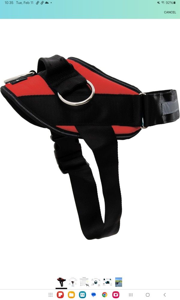 Medium Mustang Red No Pull Dog Harness With 3 Leash Clips (35)
