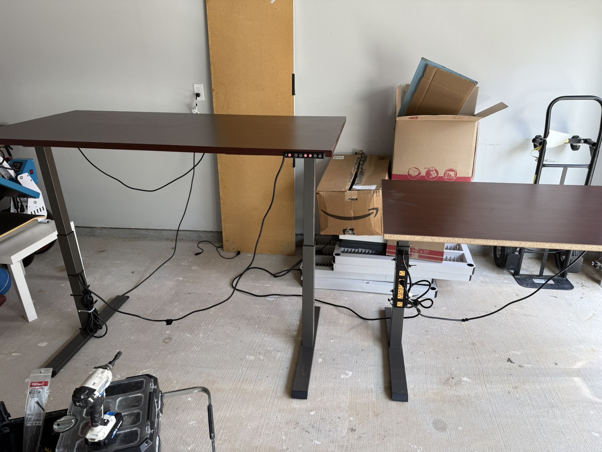 Two Electric Adjustable Desks - Wood