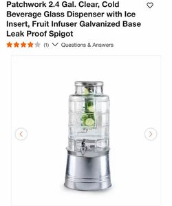 Glass Beverage Dispenser with Galvanized Base