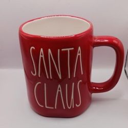 Rae Dunn Artisan Collection by Magenta "Santa Claus" red  mug, white letters