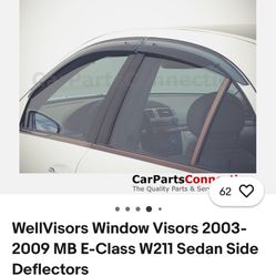 2004-2009 Mercedes E Class W211 Sedan Window Visor Vent Rain Deflector 4Pcs Smoke