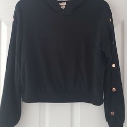 Black Hoodie with Rose Gold Buttons