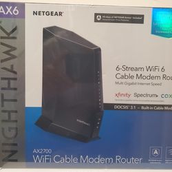 Netgear AX2700 Cable Modem WiFi 6 NIB