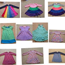 Lot of 10 Hanna Anderson toddler girl dresses size (4-6) years