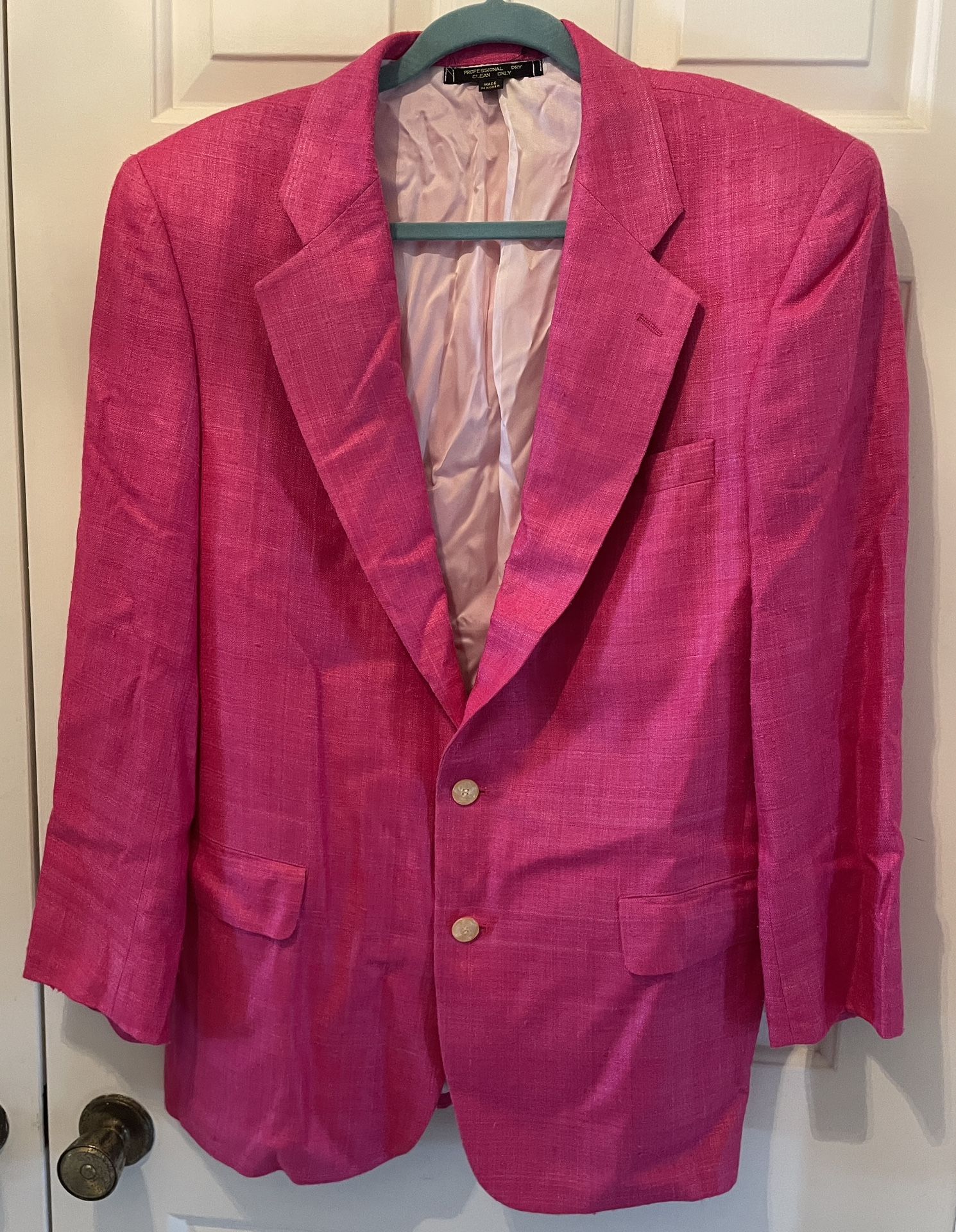 Vintage Hot Pink Countess Mara Blazer Jacket XL - Unisex- 46 Raw Silk