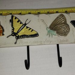 HENFEATHERS Butterfly Plaque - Vintage/ discontinued. 4 hook.  This outdoors