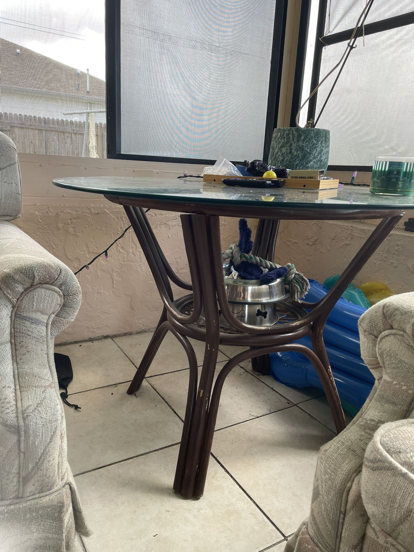 Glass Table With Under Storage