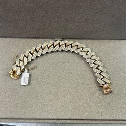 Gold Cuban Diamond Bracelet 