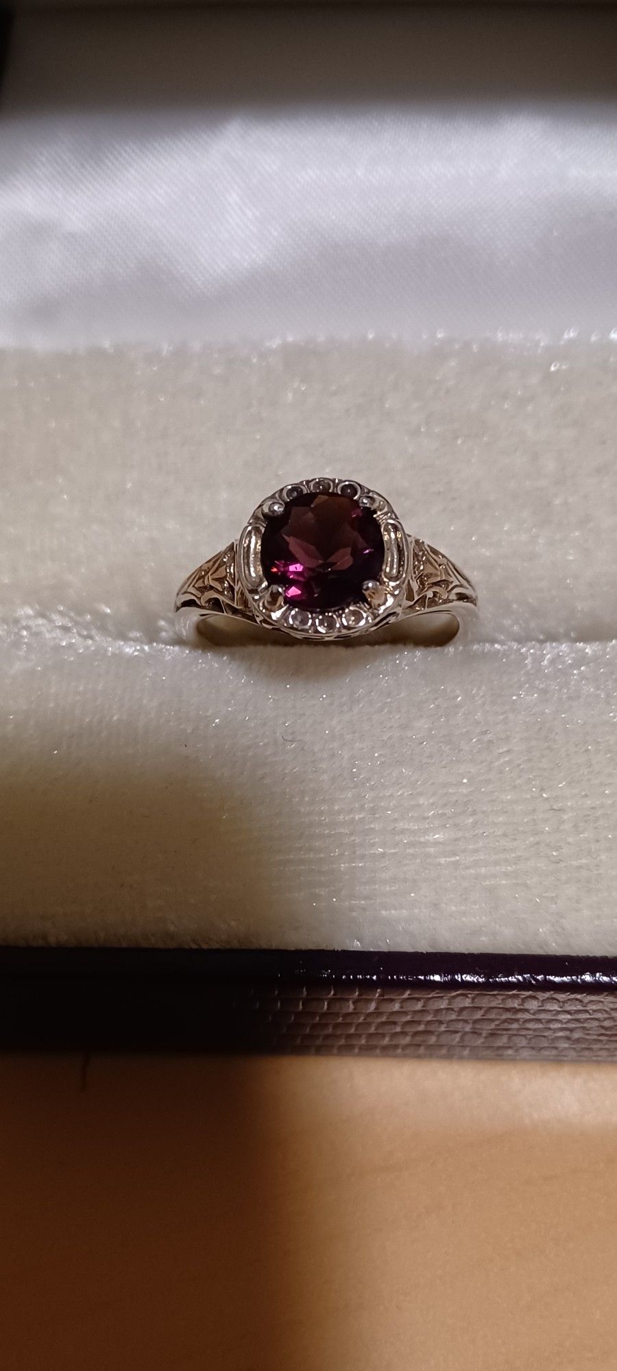 New Sterling Silver Amethyst Filigree Ring Women's Size 8