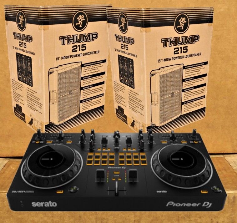 DJ Serato Controller 2-Channel Mixer Performance FX Pads REV1 Powered Speakers 15" PA 2800 W Package 🚨 Payment Options Available 🚨 No Credit Needed