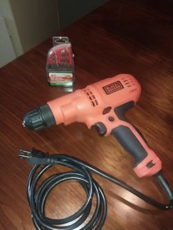 Black And Decker Corded Drill. With Set Of Drill Bits