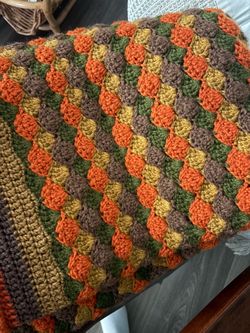 Vintage handmade crochet afghan throw blanket