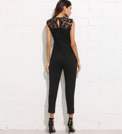 Black Casual Backless Solid V Notch Front Flare Leg Mid Waist Sleeveless Jumpsuit 2019Summer Fashion Sexy Women Jumpsuits