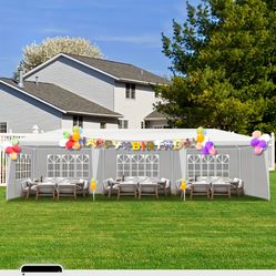 10x30 Outdoor Canopy Tent with 8 Removable Sidewalls, Waterproof Party Tent Gazebo, Outdoor Canopy for Parties, Weddings & Gatherings, White