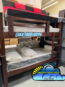 Twin brown bunk bed cafe colchones incluidos nuevos new