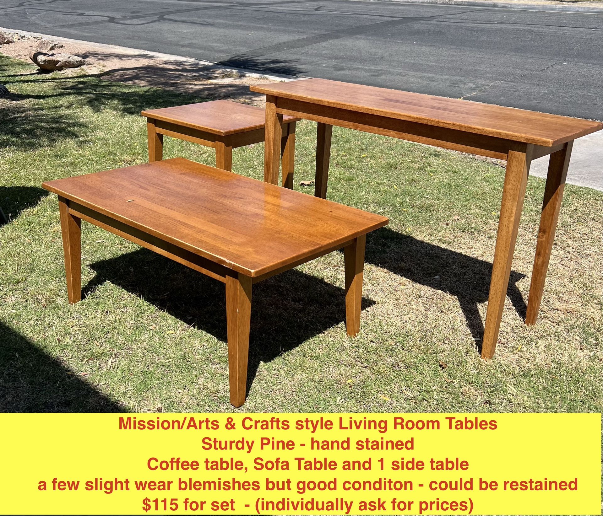 Mission /Arts & Crafts Style Living Room Table Set