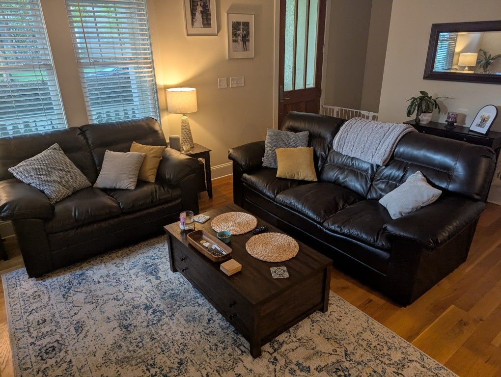 Leather Couch and Loveseat Set