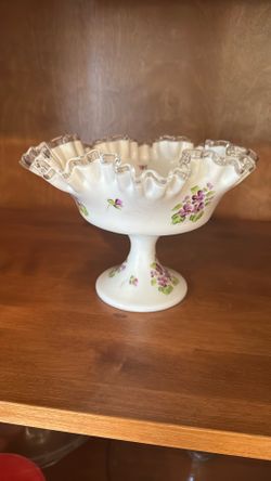 Vintage Beautiful Hand, Painted Milk Class Dish