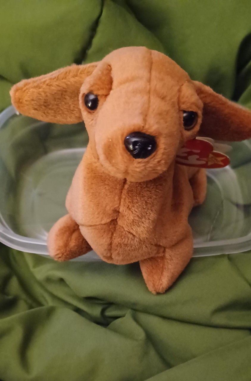PLUSH COLLECTOR TY BEANIE BABIES SLOWPOKE SLOTH, MCDONALD'S MINI IGUANA, DACHSHUND~WEENIE