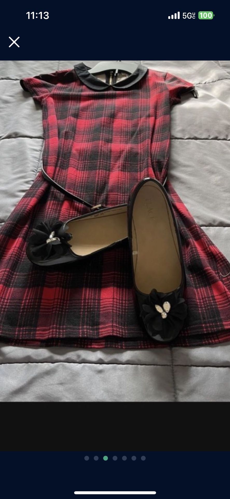 There Is A Two Pieces A Dress In Size 11-12 And Shoes In Size 3 For Girls Both For $$25 Total It’s Very Cute Dress And Shoes For Christmas