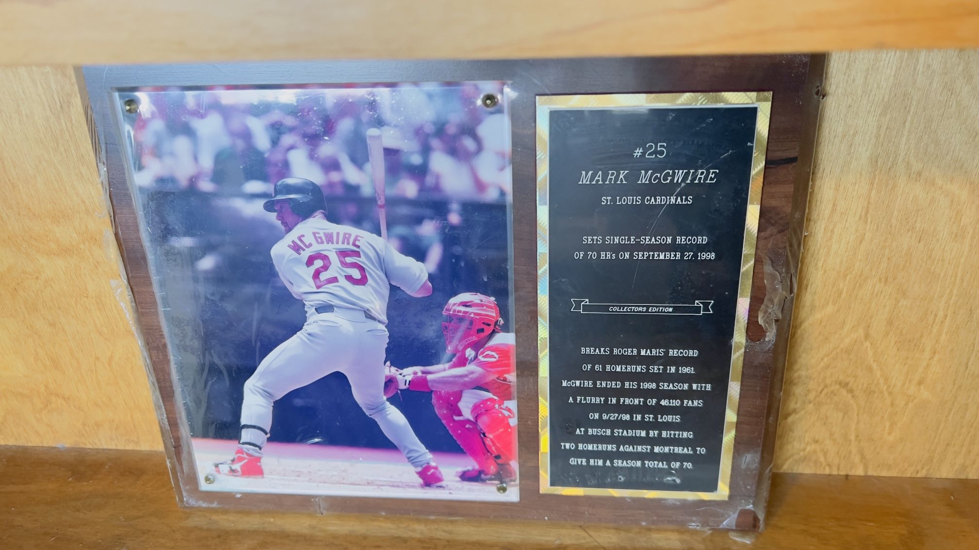 #25 Mark Mcquire 79 Home Run Hits In A Single Season Collectors Edition Plaque