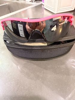 Oakley OO9184-09 Wrap Shield Sunglasses Pink Frame Black Tinted Lens 132mm