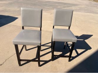 Gray leather bar stools