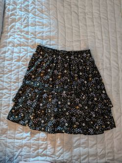 Loft Black Floral Skirt (small)