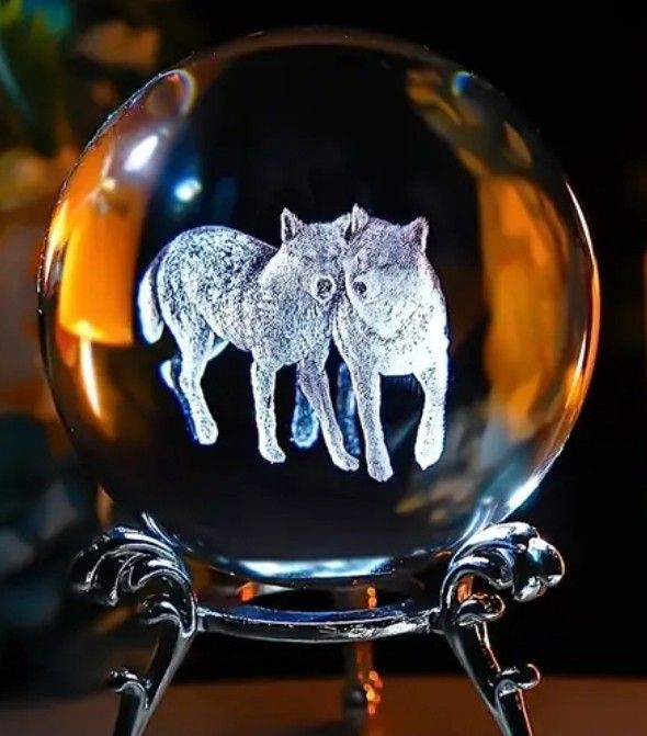 Crystal Ball 50mm Etched - Wolves