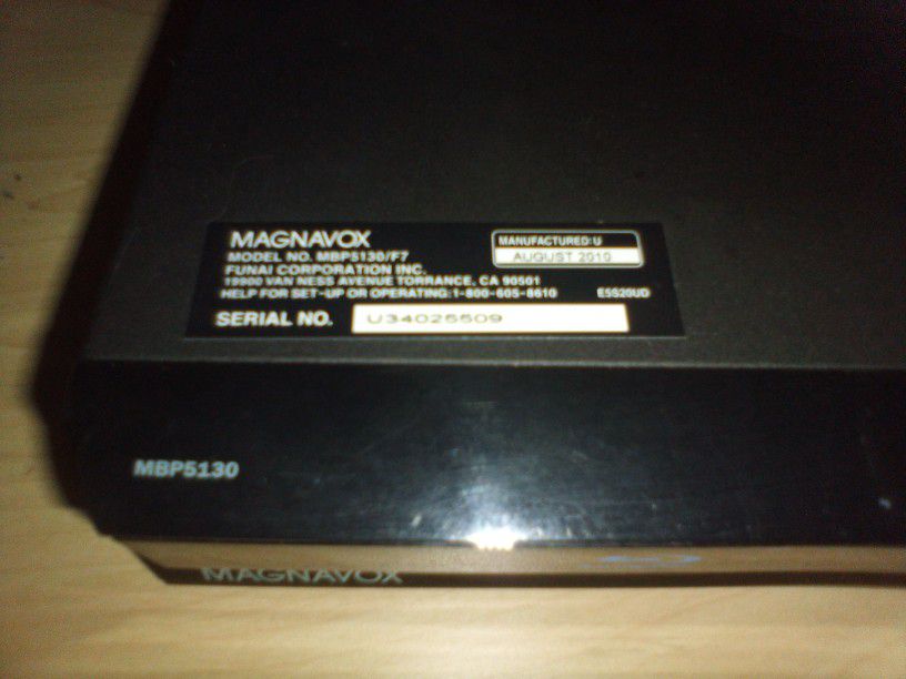 Magnovox Blue-ray DVD Player W/Built In Wifi 