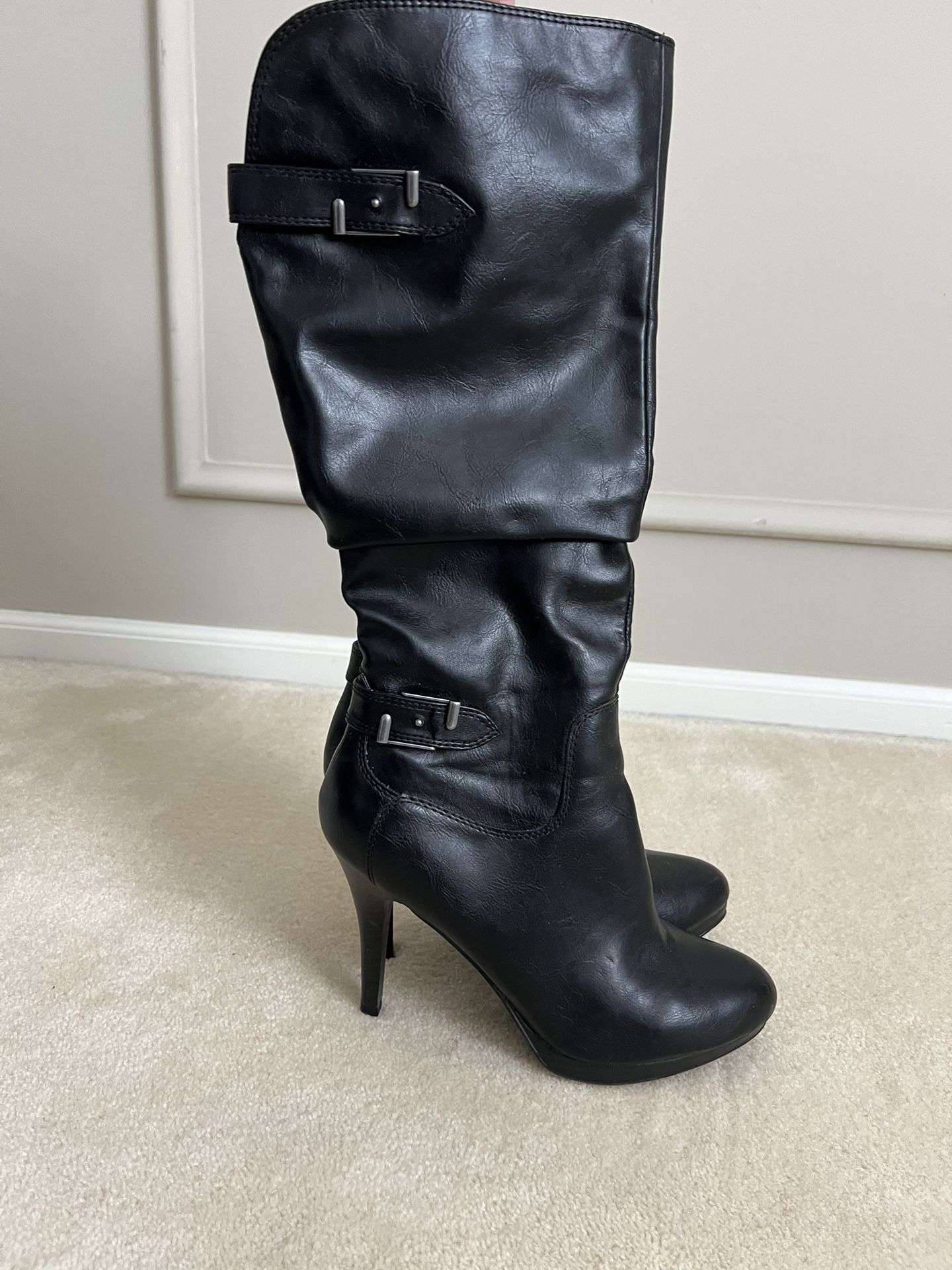 Black Heeled Boots - Brand New 8
