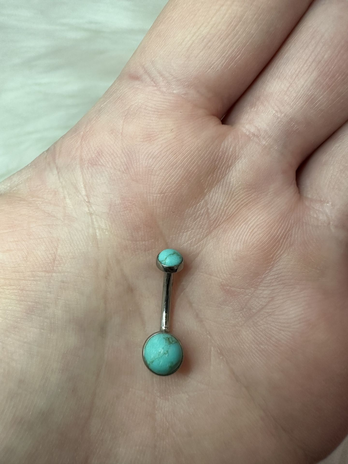 Turquoise And Silver Belly Ring