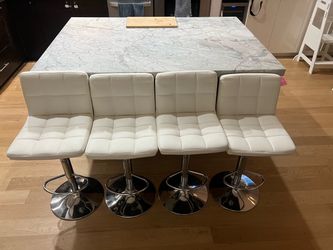 Set of 4 White Bar Stools