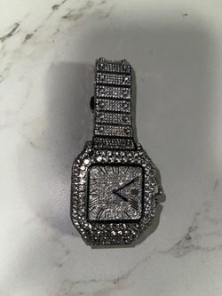 Cartier Santos Fully Iced Out Diamond Watch