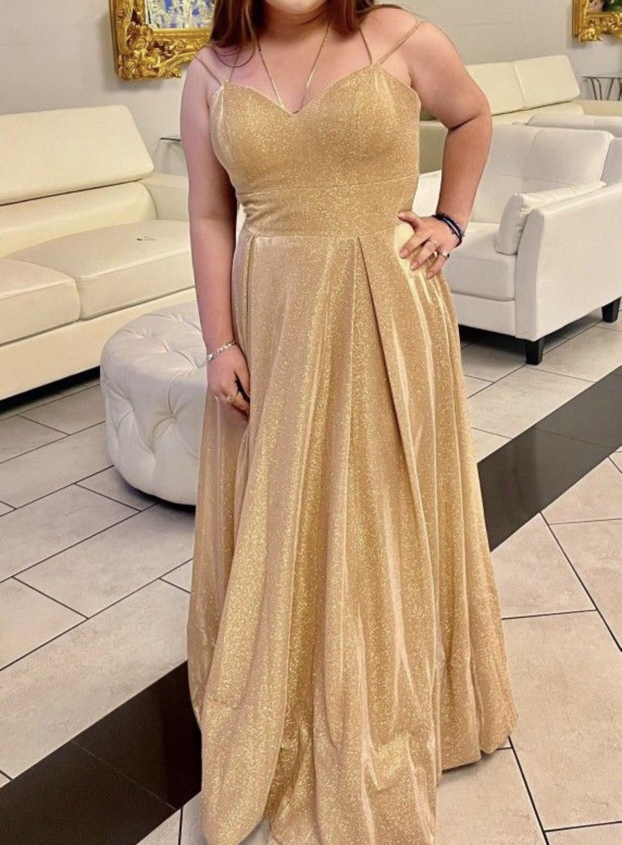 Dress Gold Formal Prom Party Fiesta Gown