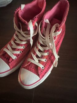 Converse High-Top Sneakers Pink Woven