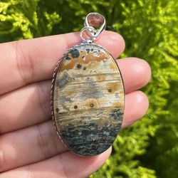 Silver Plated Ocean Jasper Pendant 