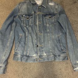 Distressed Denim Jean Jacket (Size Small) 