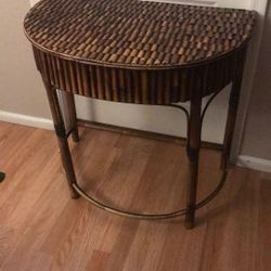 Bamboo Wicker Boho Entry Table