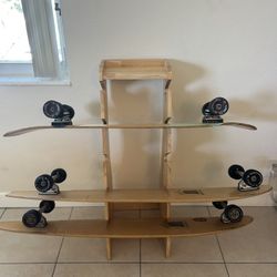 3 Longboard Skateboards + Rack Bundle 