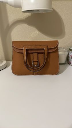 Front Buckle Leather Bag Brown
