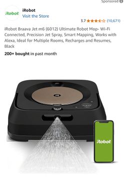 iRobot Braava Jet m6 (6012) Ultimate Robot Mop- Wi-Fi Connected, Precision Jet Spray, Smart Mapping, Works with Alexa, Ideal for Multiple Rooms, Recha