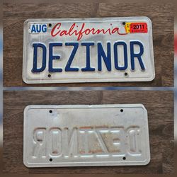 "DEZINOR" EXPIRED LICENSE PLATE