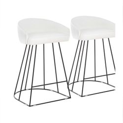 White Bar Stools - Canary Upholstered Counter Stool - Set of 2 