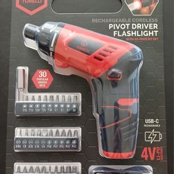 Brand New! Pivot Driver Flashlight W/ 30 pc Bit Set